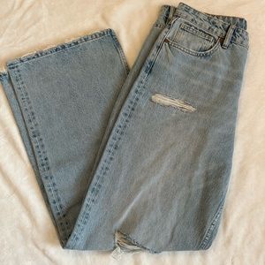 ZARA Wide Leg Mom Ripped Mom Jeans